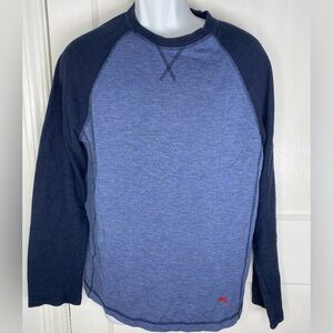 TOMMY BAHAMA Men's Blue Raglan Sleeve Baseball Shirt